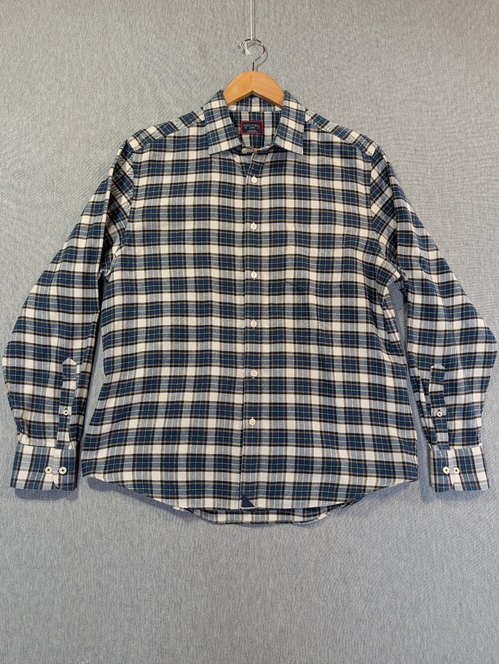 UNTUCKit Rogan Plaid Flannel Shirt Men's Large Blue Black 100% Cotton